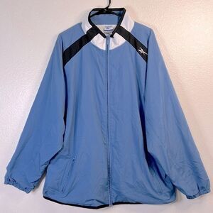 Vintage Reebok Windbreaker Jacket Mens XL Light Blue With Cotton Inner Lining